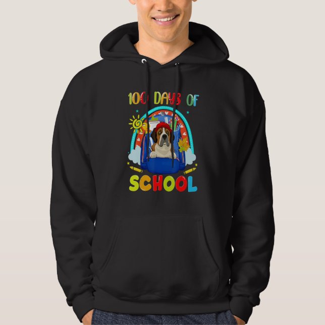 100th Day of School St Bernard Dog Lovers Teacher  Hoodie (Vorderseite)