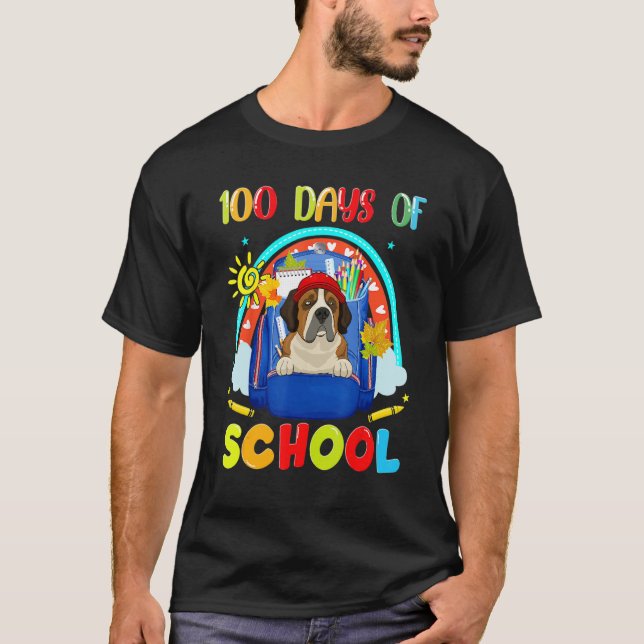 100th Day of School St Bernard Dog Lovers Teacher  T-Shirt (Vorderseite)