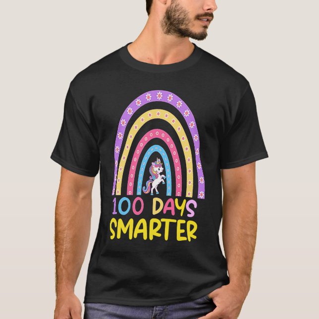 100th Day of School Teacher 100 Days Smarter Rainb T-Shirt (Vorderseite)
