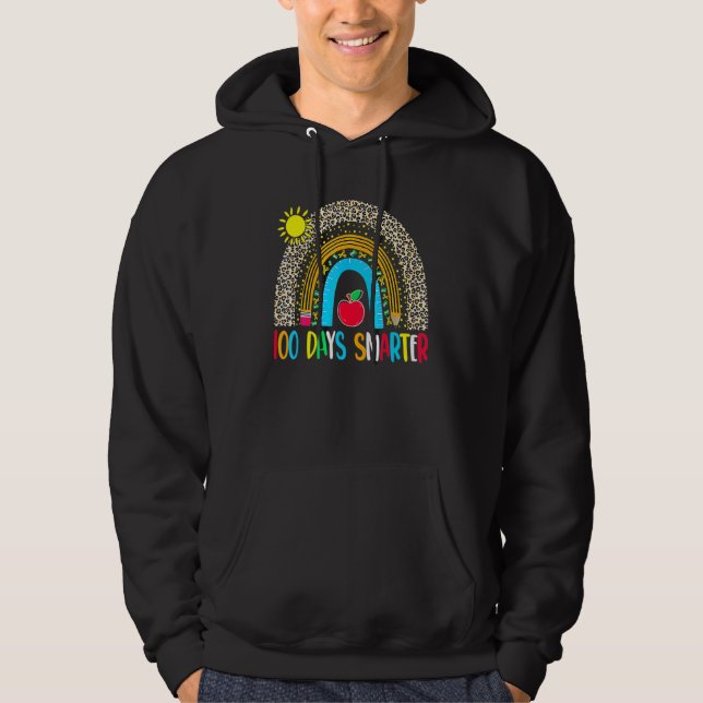 100th Day Of School Teacher Leopard Rainbow 100 Da Hoodie (Vorderseite)