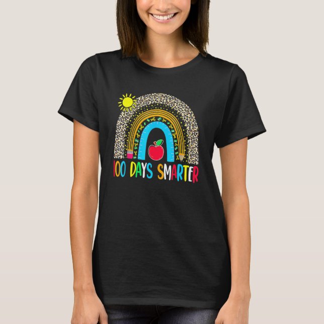 100th Day Of School Teacher Leopard Rainbow 100 Da T-Shirt (Vorderseite)