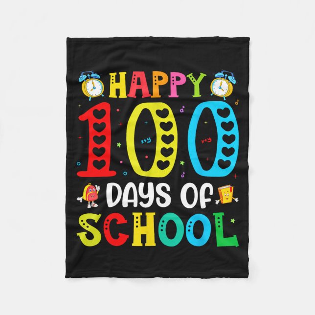100th Day Of School Teachers Students 100 Days Of  Fleecedecke (Vorderseite)