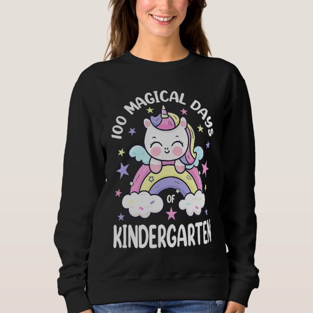 100th Day of School Unicorn 100 Days Smarter Kinde Sweatshirt (Vorderseite)