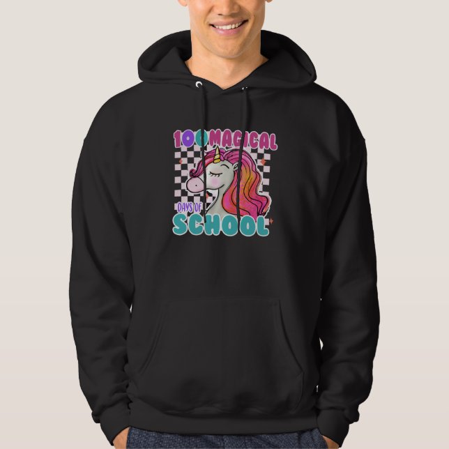 100th Day Of School Unicorn 100 Magical Days Teach Hoodie (Vorderseite)