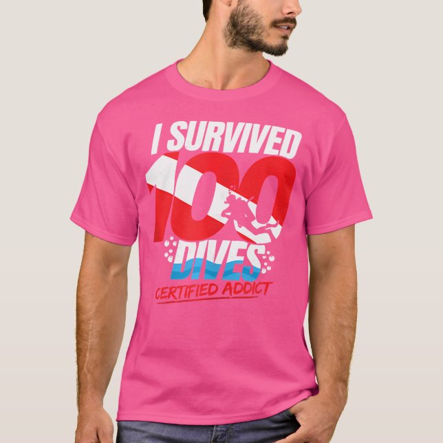 100th Dive Down Flag Funny Scuba Diving T-Shirt (Vorderseite)