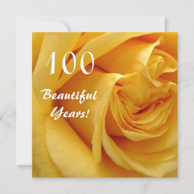 100th Geburtstags-Feier-Tiefe gelbe Rose Einladung (Vorderseite)