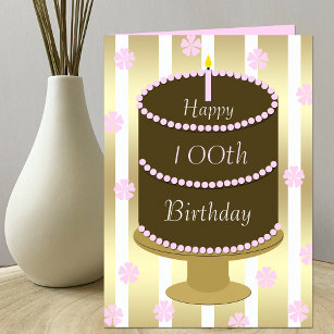 100th Geburtstags-Karten-Kuchen im Rosa Karte