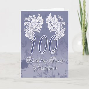 100th Geburtstags-Party Einladungs-, Blaues und Einladung