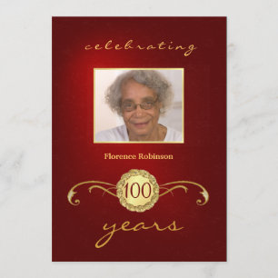 100th Invitations de photo de fête d'anniversaire