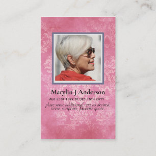 100x elegantes pink Damask FOTO Gebet Gedenkstätte Visitenkarte