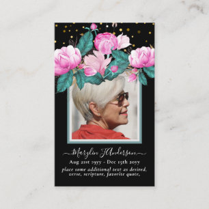 100x Pink Black Floral FOTO Gebet Gedenkkarte Visitenkarte