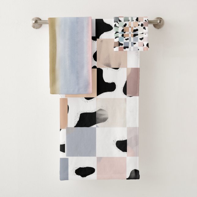 101 Cows + Checkers Towel Badhandtuch Set (Insitu)