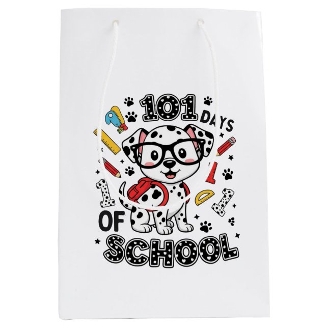 101 Days of School Dalmatian Puppy Mittlere Geschenktüte (Vorderseite)