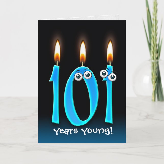 101. Geburtstag Kerzen auf schwarz Karte (Vorderseite)