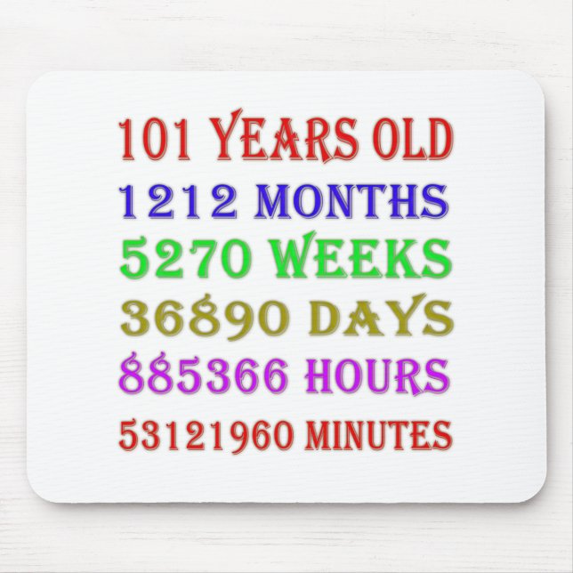 101. Geburtstag - Meilensteine Mousepad (Vorne)