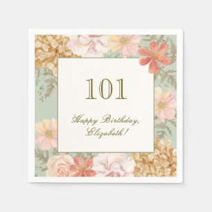101. Geburtstag Serviette Herbstfarben Floral Sage