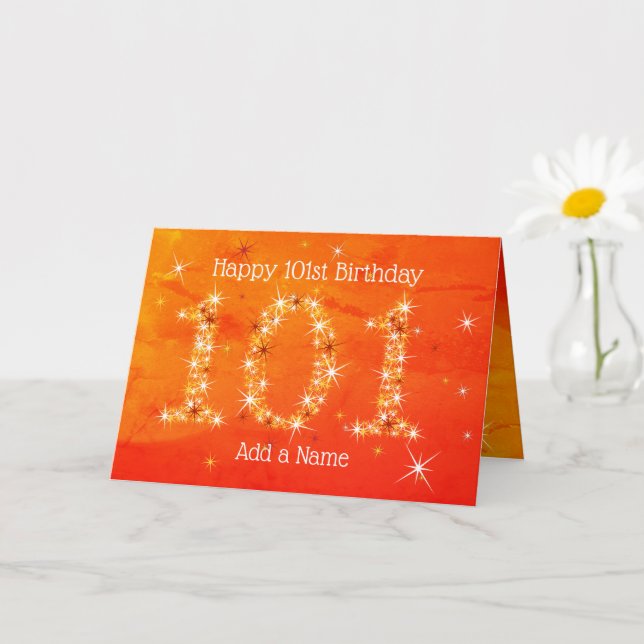101. Geburtstag - Startnummern - Rot/Orange Alter  Karte (Kleine Pflanze)