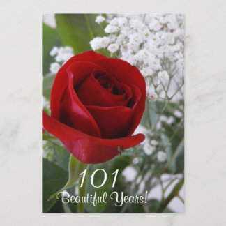 101. Geburtstagsfeier-Rote Rose Einladung