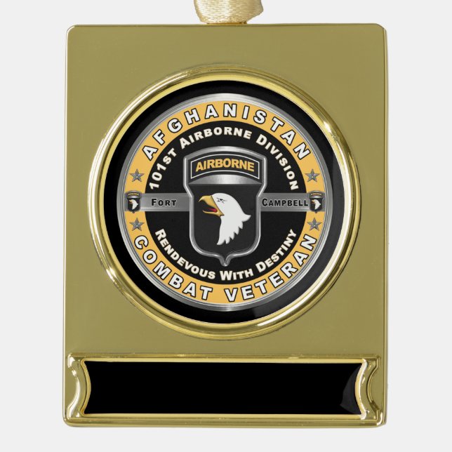 101. Im Flugzeug Abteilung Afghanistan Veteran Banner-Ornament Gold (Vorderseite)