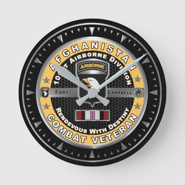 101. Im Flugzeug Abteilung Afghanistan Veteran Runde Wanduhr (Vorderseite)