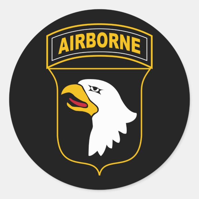 101. Im Flugzeug Abteilung Militärveteran Runder Aufkleber (Vorderseite)