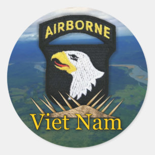 101. im Flugzeug Abteilungsveterane Vietnam Runder Aufkleber