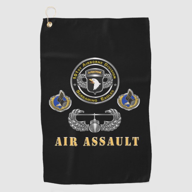 101. Im Flugzeug Division Air Assault Golfhandtuch (Vorderseite)