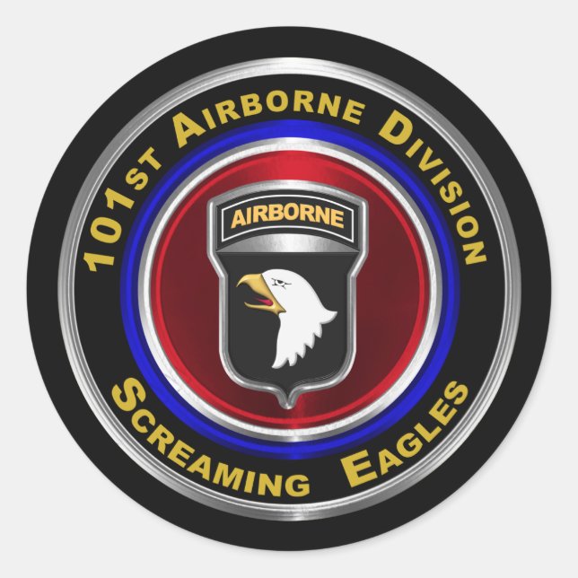 101. Im Flugzeug Division Screaming Eagles Runder Aufkleber (Vorderseite)