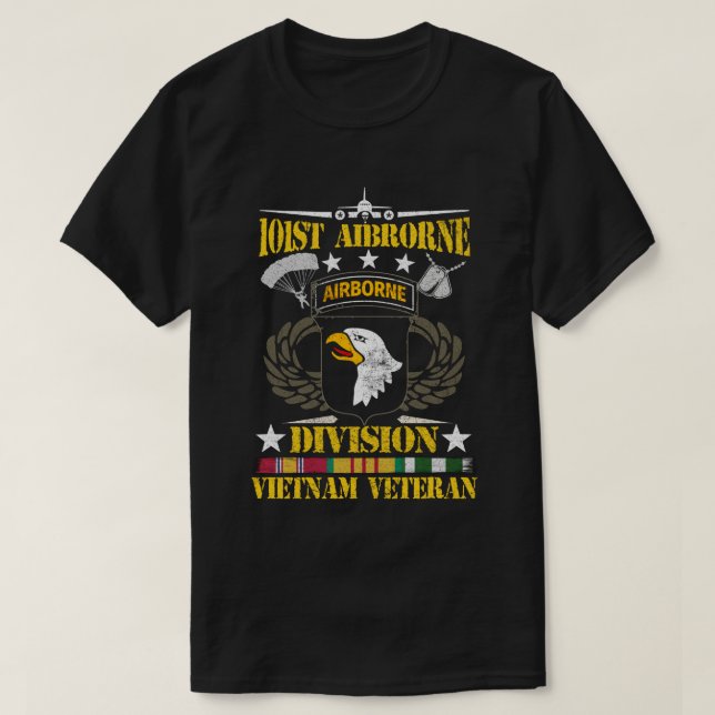 101. Im Flugzeug Division Vietnam Veteran  T-Shirt (Design vorne)