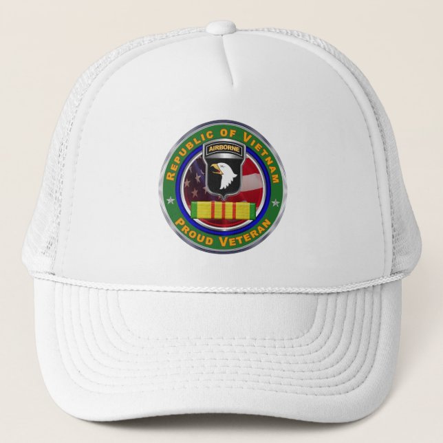 101. Im Flugzeug Division Vietnam Veteran Truckerkappe (Vorderseite)