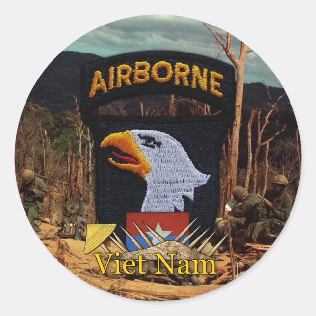 101. im Flugzeug Division vietnam Vietnam vets Auf Runder Aufkleber (Vorderseite)