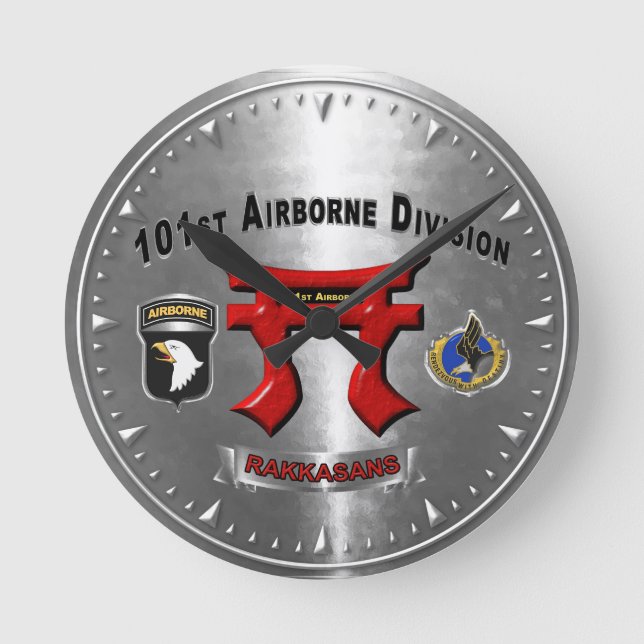 101. Im Flugzeug Geschäftsbereich Rakkasans Runde Wanduhr (Vorderseite)
