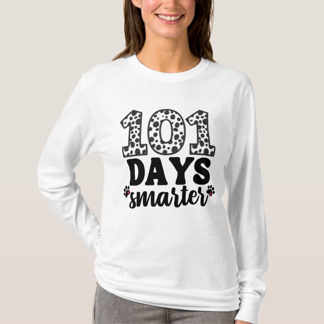 101 Jours d'école Chien Dalmatien Funny T-shirt (Devant)