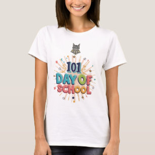 101 Jours D'École T-shirt Chat Dalmatique
