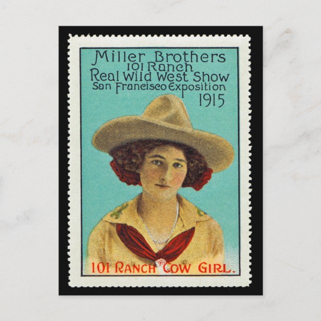 101 Ranch Cowgirl Poster Briefmarke #3, Panama-Pac Postkarte (Vorderseite)
