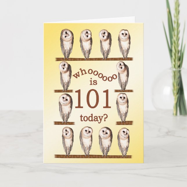 101e anniversaire, Carte des chouettes curieux. (Devant)