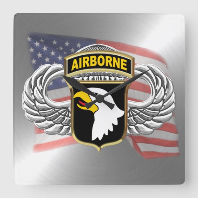 101st Airborne 10.75" Quadratische Wanduhr (Vorderseite)