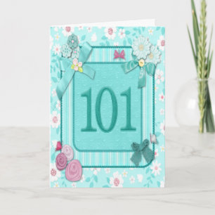 101st carte d'anniversaire avec des fleurs