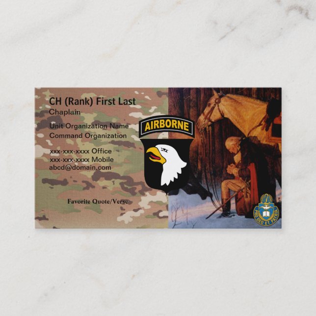 101st Carte d'aumônier de Division (Devant)