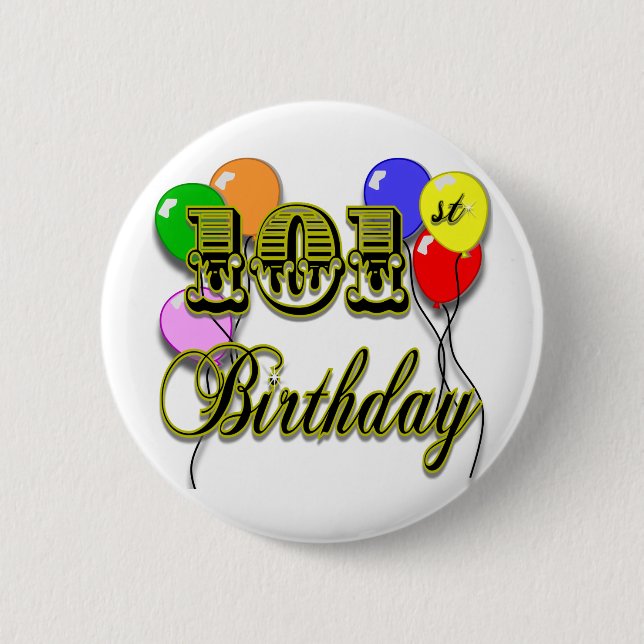 101st Geburtstag mit Ballonen Button (Vorderseite)