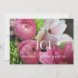 101st Geburtstags-Feier! - Hübsche rosa Blumen Einladung