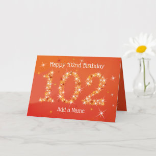 102. Geburtstag - Startnummern - Rot - Alter 102 Karte