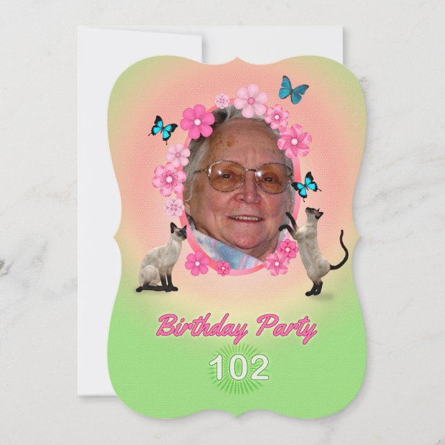 102. Geburtstagsparty Einladung (Vorderseite)