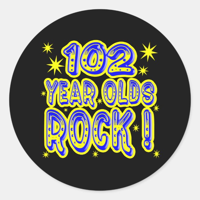 102 Jahre alt Rock! (blau) Aufkleber (Vorderseite)