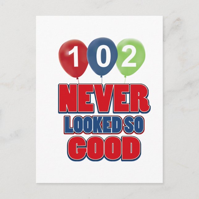 102 Jahre alte Geburtstagsdesigns Postkarte (Vorderseite)