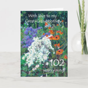 102e carte d'anniversaire pour grand-mère - Jardin