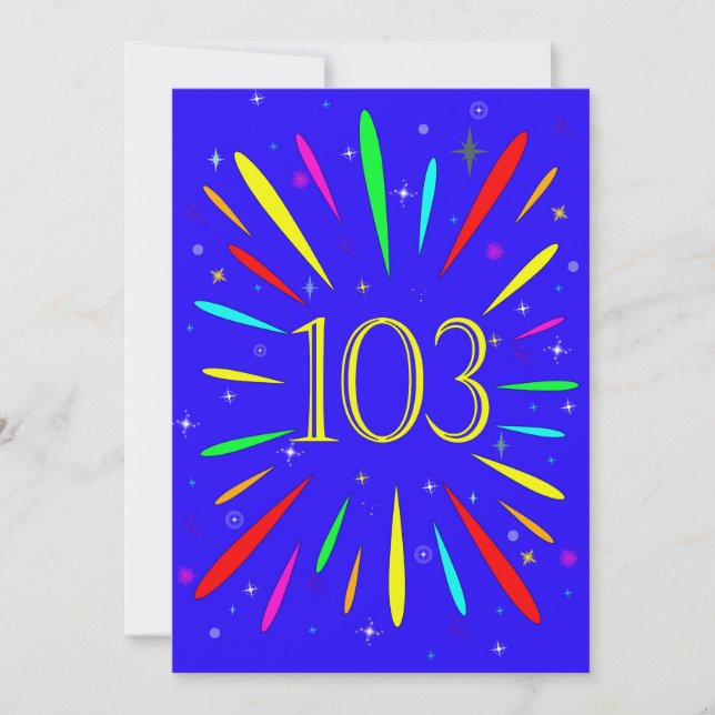 103. Geburtstagspartei Einladung Explosion (Vorderseite)
