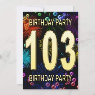 103e anniversaire Invitation Feu d'artifice Bulles