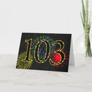 103e carte d'anniversaire avec feux d'artifice
