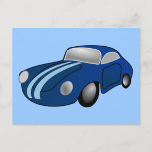 10406-Oldtimer-Vektor BLUE CLASSIC CAR BODEN T Postkarte